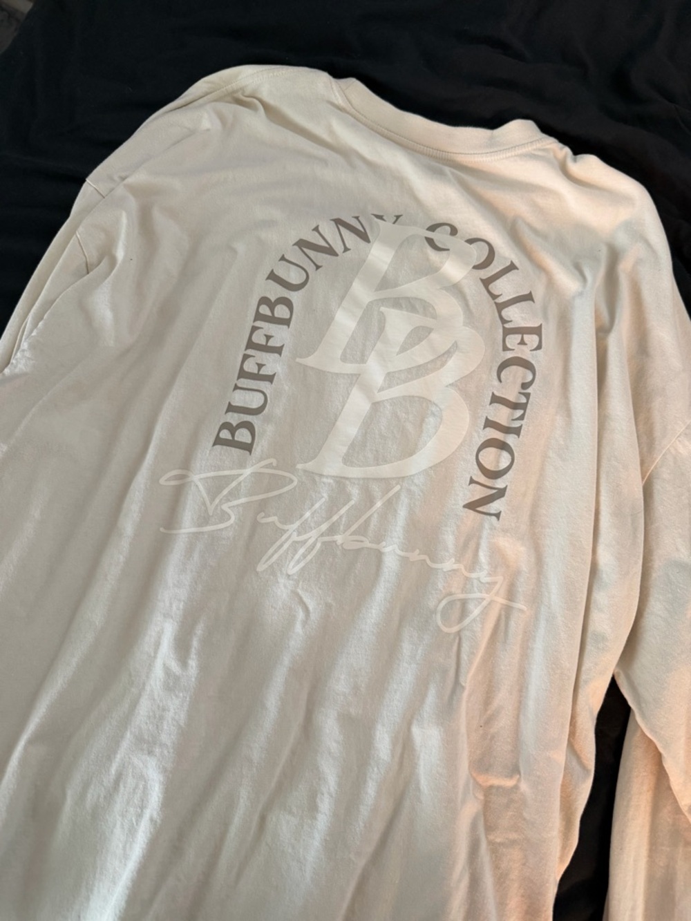 Buffbunny Collection Long Sleeve Tee with Large Back Logo - Cream